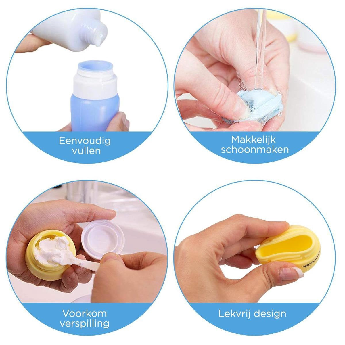 TRVLMORE Bouteilles de voyage avec étui - Rechargeables - Transparentes - 6 pièces