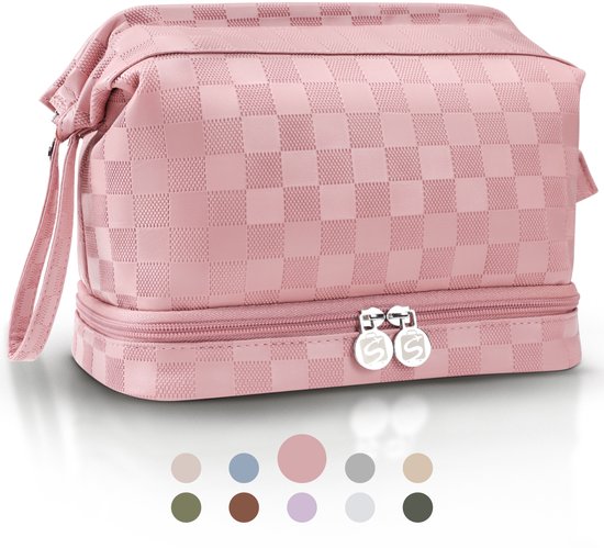 Skycases Travel Essentials - Trousse de toilette et de maquillage - Imperméable et compacte - Convient aux voyages et à l'usage quotidien - Unisexe - Rose