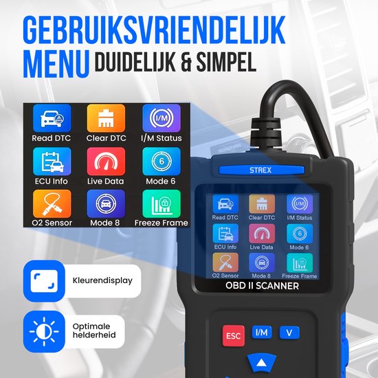 Strex OBD2 Scanner - OBD - Car Readout - Fault Removal - NL Language - Car Scanner - Diagnostic Equipment For Cars - Engine Failure