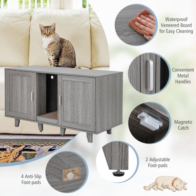 Armoire à chat Coast - 3-en-1 - MDF - Max. 40kg - 120 x 52 x 65 cm - Gris