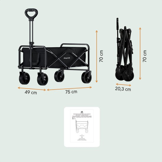 Chariot à roulettes LifeGoods - Compact - Polyester - 80 L/ 80 kg – Noir