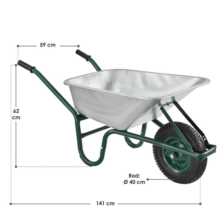 Brouette Juskys - 100L - Capacité 210 KG - Argent