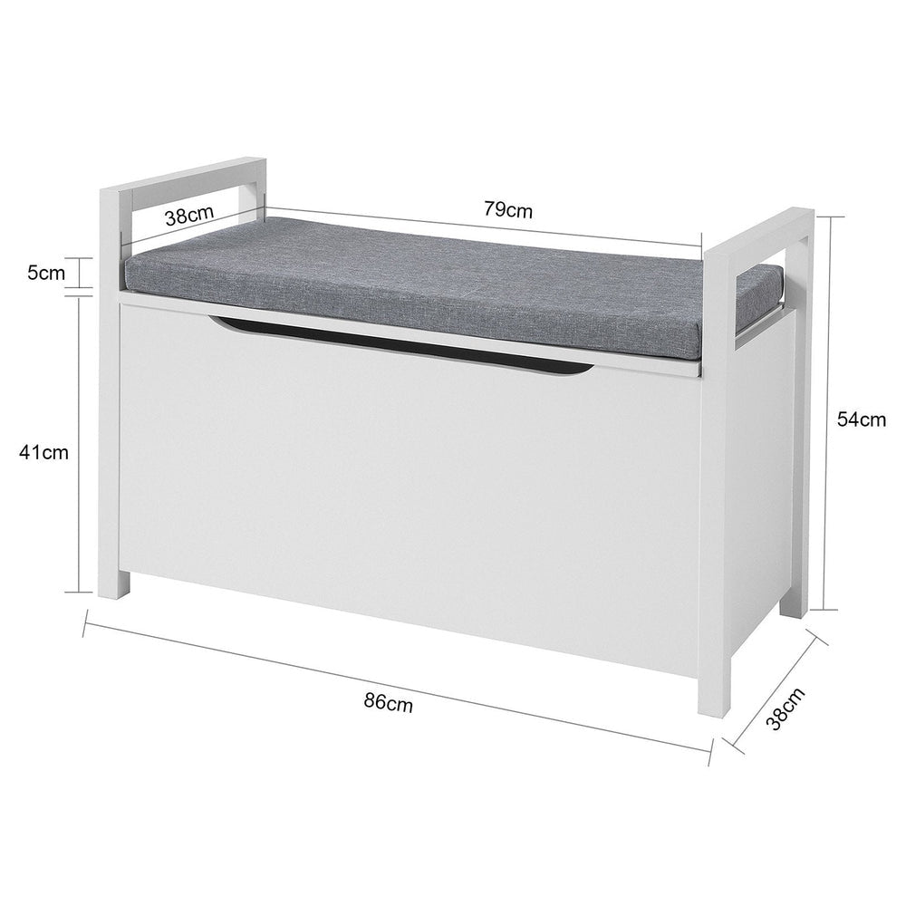 SoBuy FSR76-W Banc coffre avec rangement - Banc à chaussures avec coussin d'assise
