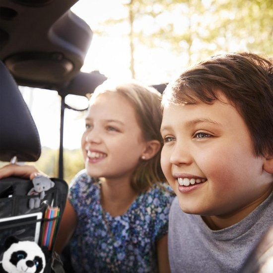 relaxdays organiseur de siège de voiture - set de 2 pièces - organiseur de siège de voiture - porte-tablette noir