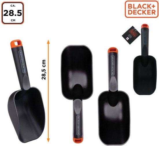 BLACK+DECKER Pelle de jardin - Finition ronde - Fond profond - 28.5 CM - Noir