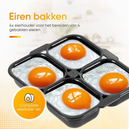 KitchenApp Chaudron à oeufs électrique - Convient pour 8 oeufs - Avec minuterie - Inclut un gobelet gradué - Gris argenté