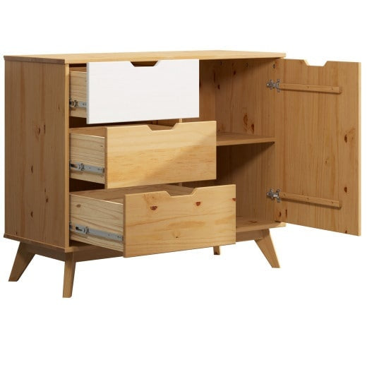 Buffet en bois massif 96x79x40cm naturel