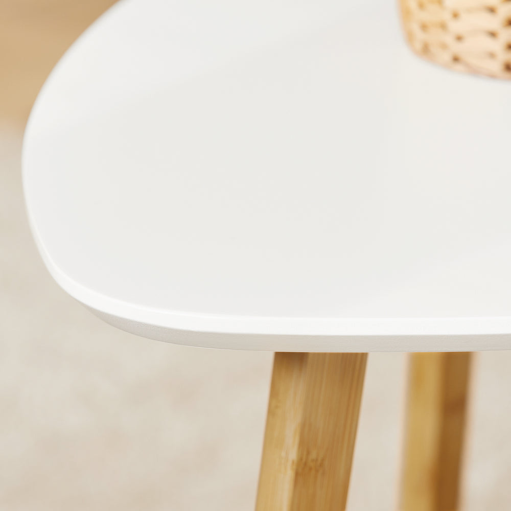 Lot de 2 petites tables avec étagères, table basse, table de salon, petite table, bambou, blanc/naturel
