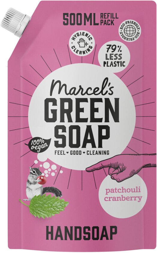 Recharge de savon pour les mains Marcel's Green Soap - Patchouli & Canneberge - 6 x 500 ml