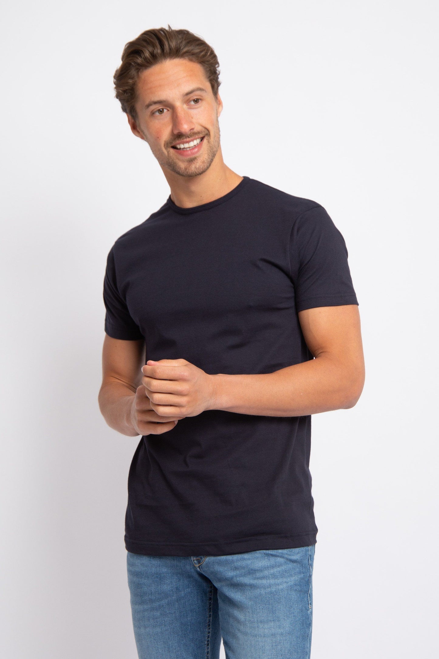 Alan Red - S - T-shirt Derby - pack de 4 - col rond - Navy