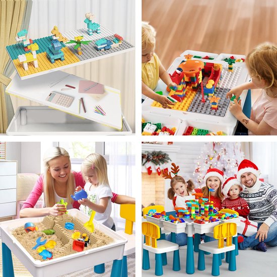 Qwali Table de jeux pour enfants avec chaises - Convient pour duplo, eau et sable - Activités - Set - Table à dessin - Pour garçons et filles - Pour tout-petits - Table de jeux - Bureau - Enfants - Table - Meubles