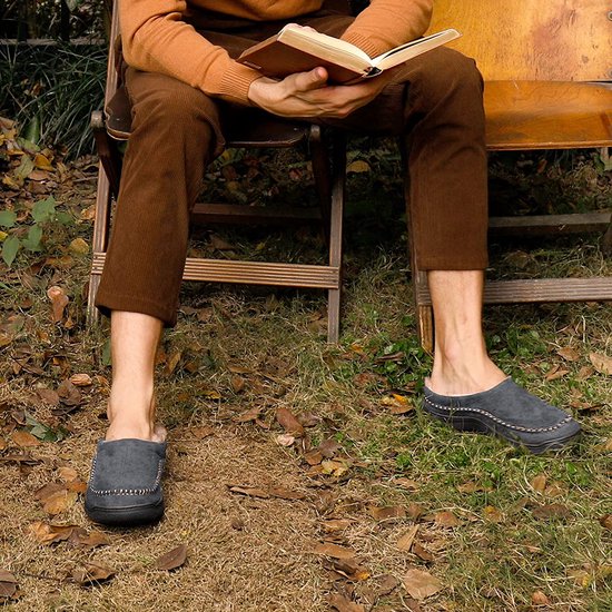 Chaussons Hommes - Chaussons - Mocassins - Gris - Antidérapant - Taille 42/43 - Comfeet