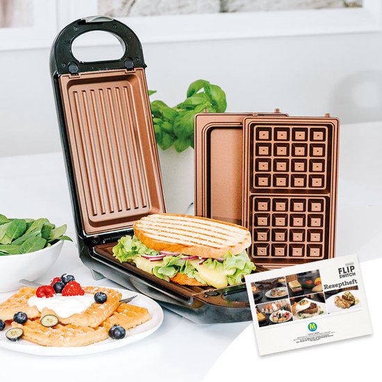 Gril multifonction Livington Copperline Flipswitch, 800 W, livré avec un livret de recettes