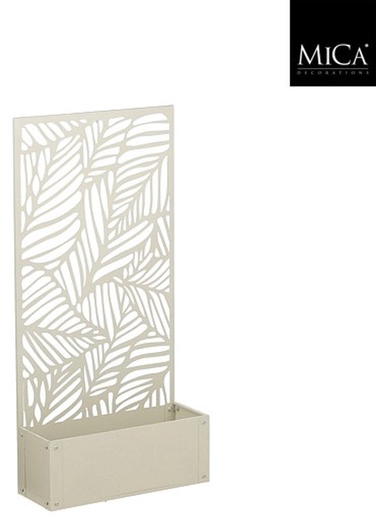 Mica Decorations Sapri Support pour plantes - Jardinière avec treillis pour plantes grimpantes - Support pour plantes autonome ou à fixer au mur - 57,5 x 21 x 118 cm - Blanc cassé
