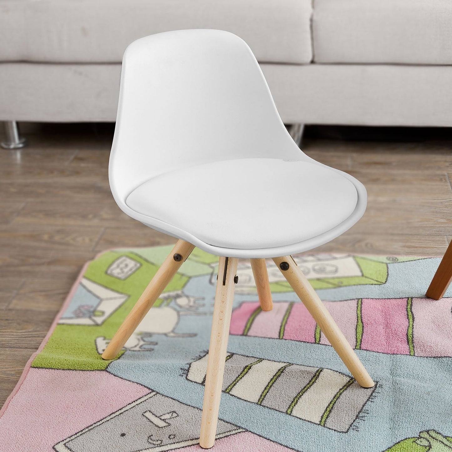 SoBuy Chaise haute avec siège rembourré - 34 X 34 X 56 Cm - Blanc