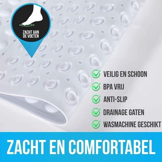 Strex Tapis de bain / Tapis antidérapant Douche - 53x53CM - Avec ventouses - Tapis de douche antidérapant pour la douche - Tapis de salle de bain