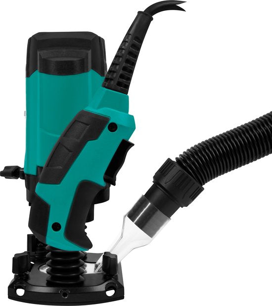 VONROC Router 1200W - 6-8mm - Vitesse variable 16,000 - 30,000 rpm - Livré avec un jeu de 6 pièces, un guide de gabarit, un guide parallèle et une broche de centrage.