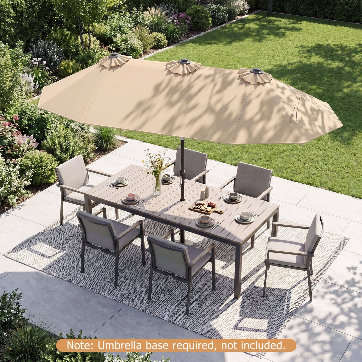Parasol double Coast 300 x 160 cm - Rectangulaire - Inclinable - Beige