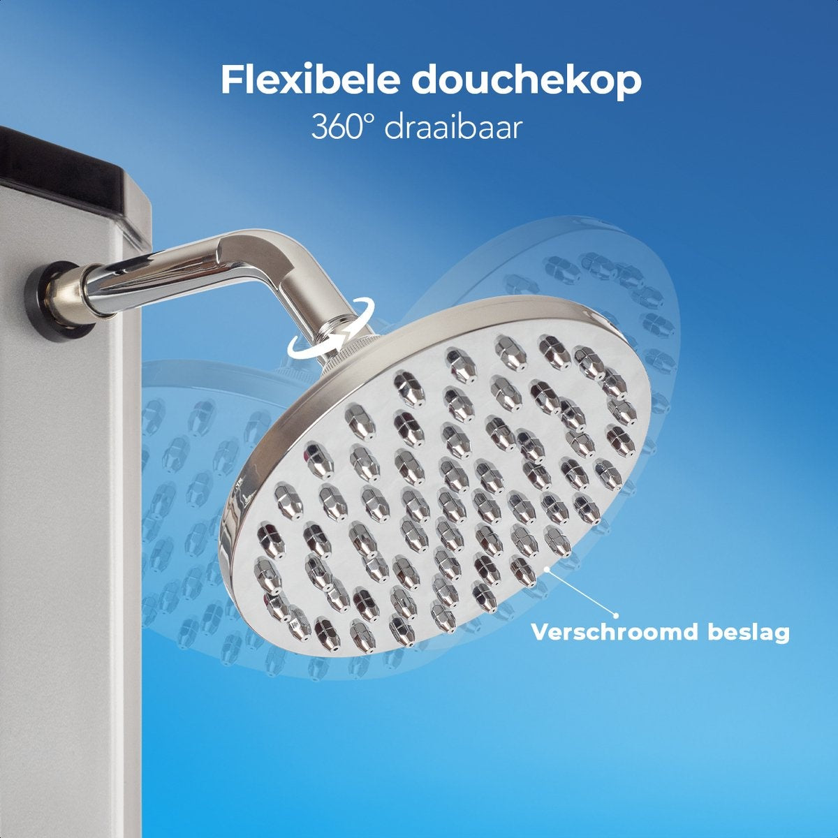 LifeGoods Douche extérieure - solaire - pommeau de douche rotatif à 360° - 35L - Noir/Argent