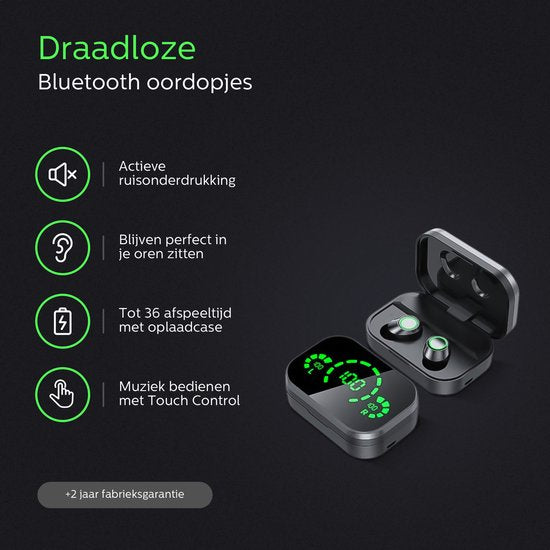 Otiume - Ecouteurs sans fil - Son HiFi Extra Bass - Commandes tactiles - Ecouteurs sans fil - Résistants à la sueur et à la pluie - Ecouteurs pour le sport - Bluetooth