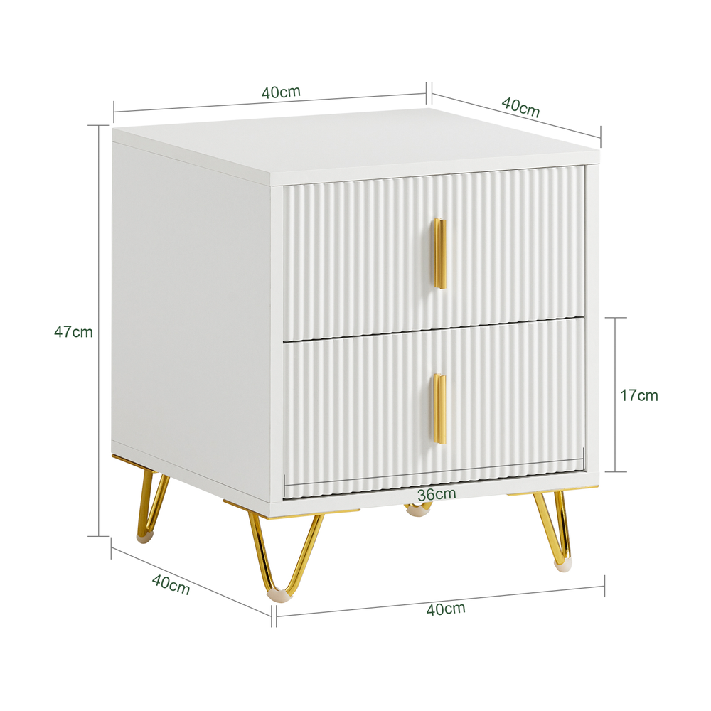 SoBuy Table de chevet avec 2 tiroirs - 40x40x47 cm - Blanc