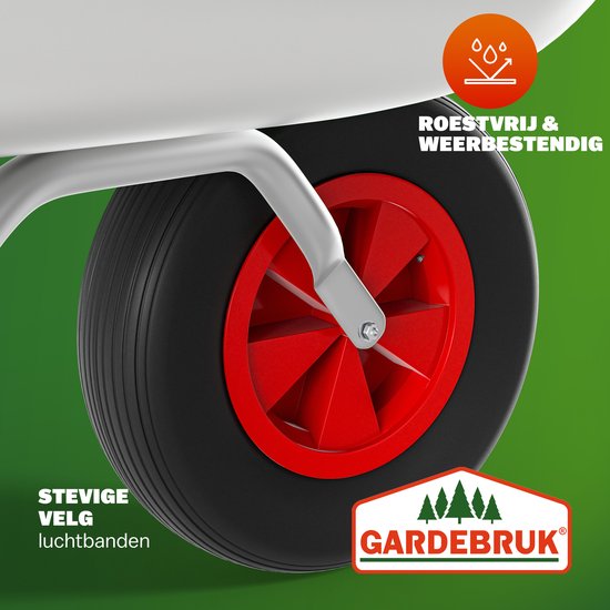 Brouette Gardebruk 80 litres - Capacité de charge 100 kg - Silver