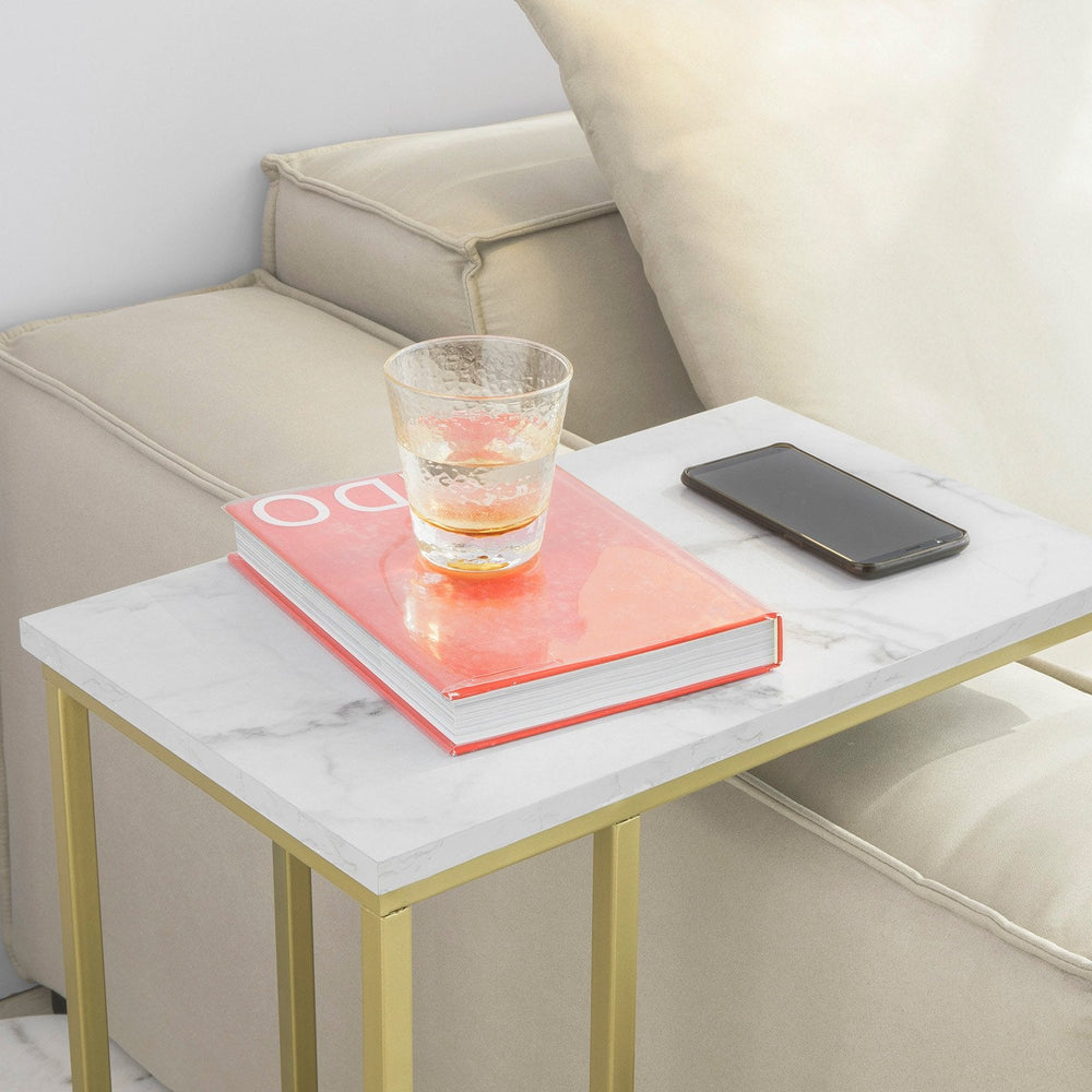 SoBuy FBT87-G Table d'appoint industrielle - Cadre doré - 48x61x30 cm