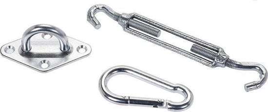 Mousqueton - Merkloos - Accessoires d'ambiance pour toile d'ombrage -/écrou de tension/plaque avec œil - couleur acier