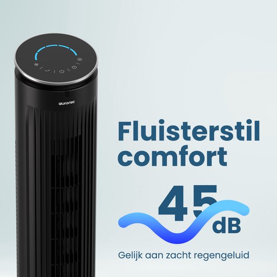 Auronic Tower Fan - Floor Fan - Air Cooler - Standing Fan - 105 CM - 5 Speeds - With Remote Control - Silent Fan - Fan - 45 dB - Black