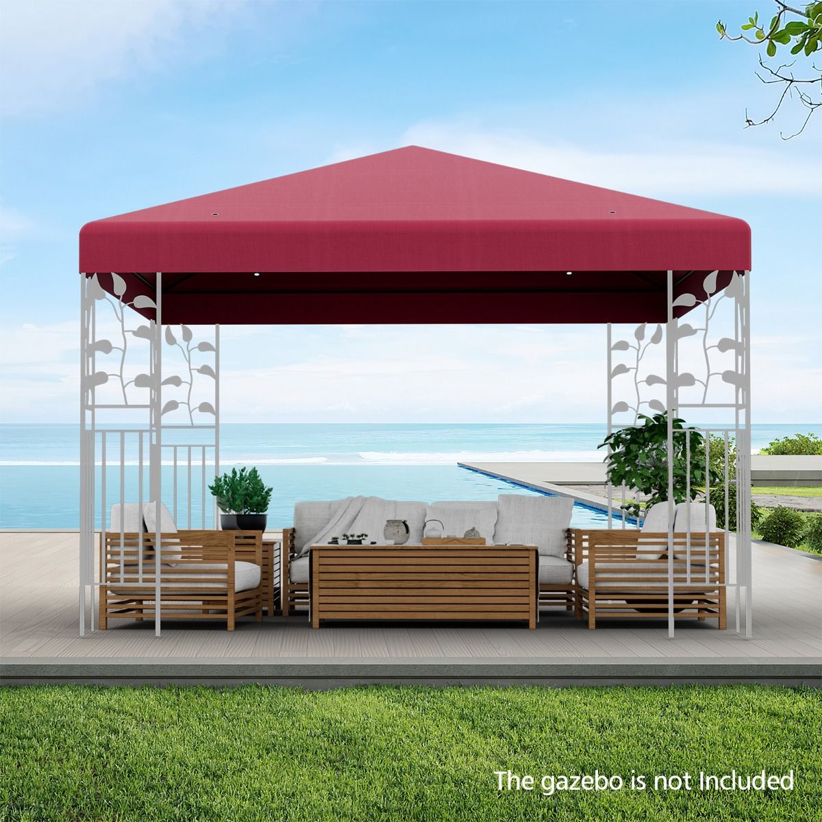 Coast Replacement Roof for Pavilion 3 x 3 m Bordeaux - Couverture de toit de pavillon hydrofuge avec attaches Velcro