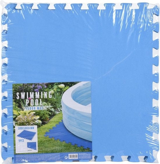 Protection de sol de piscine - Free And Easy - Carreaux en mousse - 50 x 50 cm - 9 pièces - Tapis de sol pour piscine hors sol ou spa gonflable - Bleu