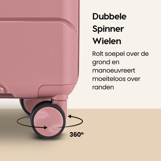 SKYCASES Urban Adventurer - Valise de voyage moyenne - Verrouillage par numéro - 44x27x66cm - 78L - Valise de voyage avec verrouillage de valise - Roues pivotantes - Rose