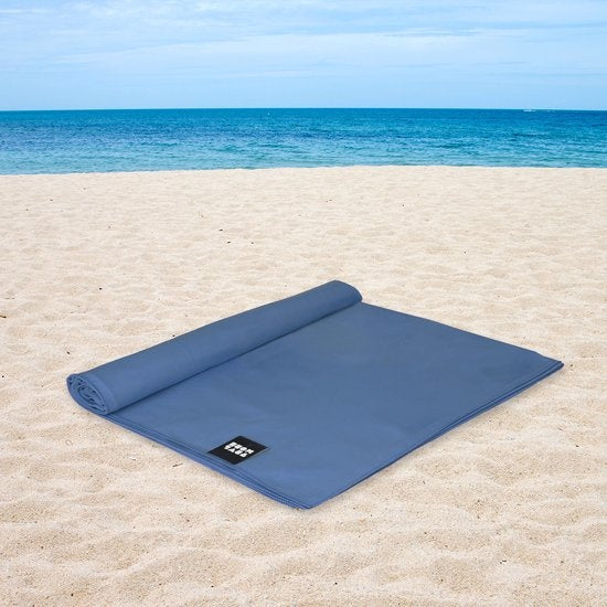 TRVLMORE Set de serviettes de voyage en microfibre - 2 pièces - Large (75 x 150 cm) & Extra Large (90 x 180 cm) - Microfibre - Bleu foncé