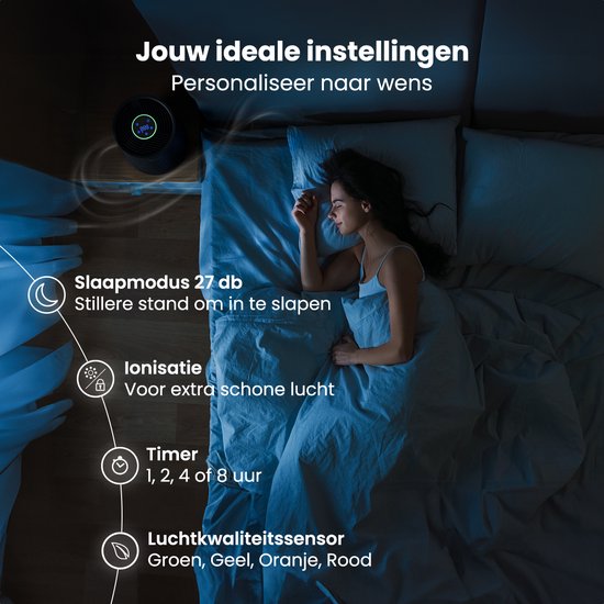 Auronic Air Purifier Compact Pro - Avec filtre HEPA 13 - 150 m³/h - 30 m² - Fonction aromathérapie - 3 niveaux - Purificateur d'air - Noir