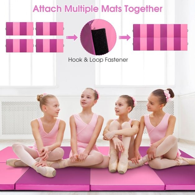 240 x 120 x 5cm Matelas de gymnastique Matelas d'exercice pliable avec poignée Housse amovible en cuir PU Matelas de tumbling léger