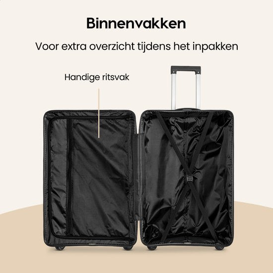 SKYCASES Urban Adventurer - Valise de voyage moyenne - Verrouillage par numéro - 44x27x66cm - 78L - Valise de voyage avec verrouillage de valise - Roues pivotantes - Noir