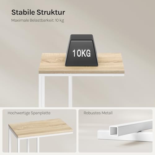 Table d'appoint Woltu - Structure métallique et plateau MDF - Chêne clair - 45 x 25 x 63,5 cm