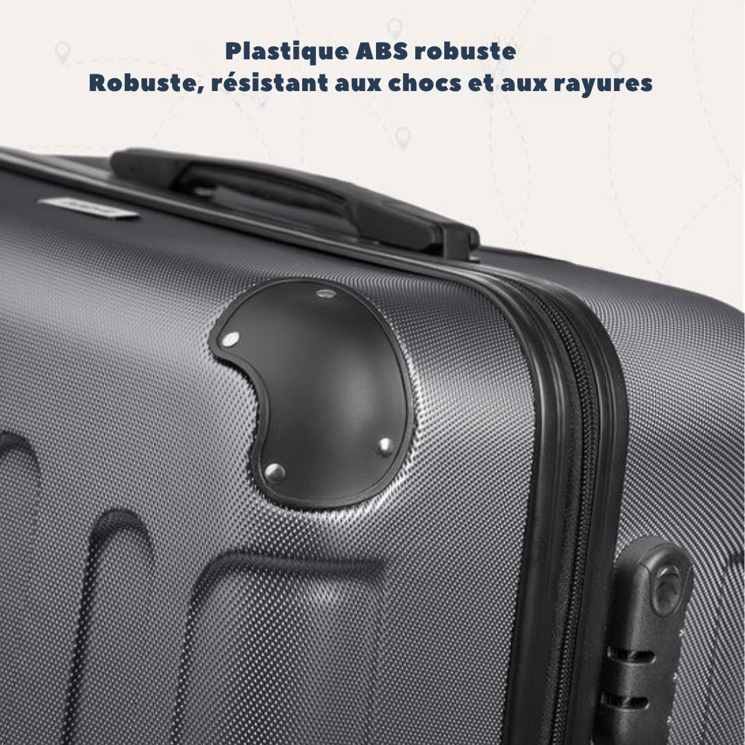 TRVLMORE Bagage à main Valise à roulettes - Serrure à chiffres - 54x36x20cm - 38L - Gris foncé