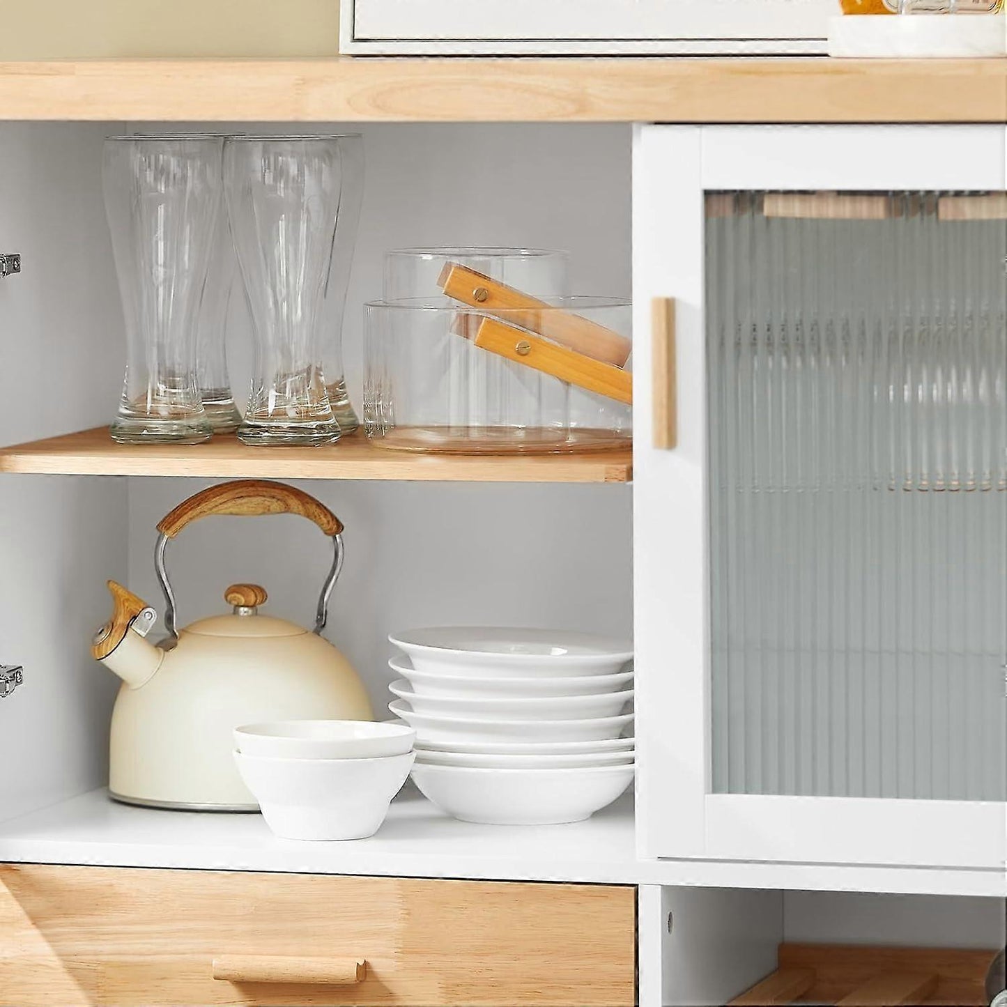 SoBuy Meuble de cuisine - 2 tiroirs et 2 portes - 117 x 40 x 91 cm - Blanc
