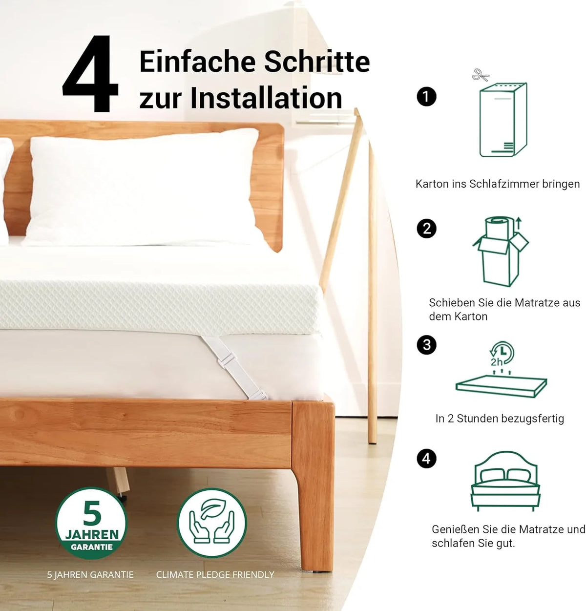 Surmatelas Ego Home Gel 140 x 200 x 9 cm - Mousse à froid au thé vert - Dureté H2 - Housse amovible et lavable