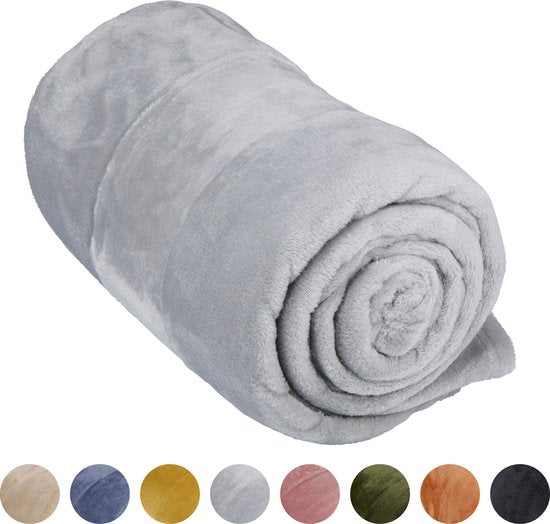 Arti Casa Couverture polaire 150 x 200 cm - Couverture à carreaux pour le canapé, le lit ou l'extérieur - Décoration de la maison, du salon et de la chambre à coucher - Matière super douce - Gris
