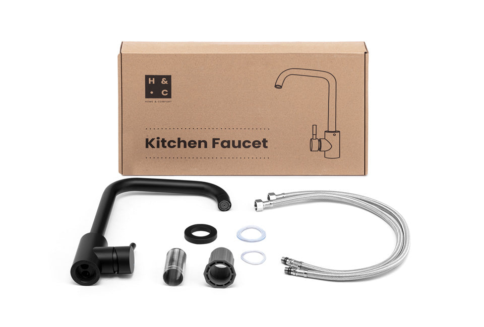 Home&Comfort Robinet de cuisine - Mitigeur monocommande avec disque céramique - 20 x 5 x 32 cm - Noir