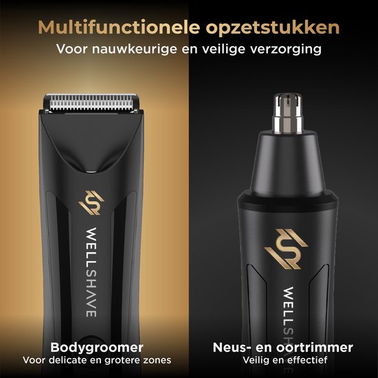 Wellshave Bodygroomer Men and Nose Trimmer - Shave Package 2.0 - Body Trimmer Men - Nose Trimmer Men - Nose Hair Trimmer Shaver for Nose, Pubic Area, Body & Nose