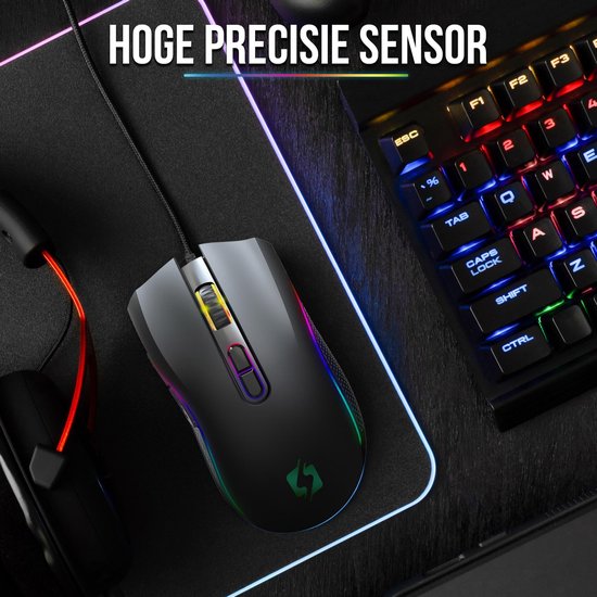 Strex Gaming Mouse with RGB LED - 3200 DPI - 7 Buttons - Windows and MAC - Game Mouse