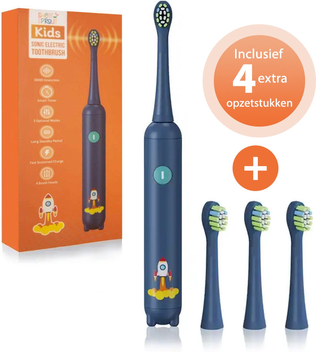 Brosse à dents électrique Sweet Sprout Sonic pour enfants - Bébés et jeunes enfants - 3 accessoires et minuteur inclus - 0 à 4 ans