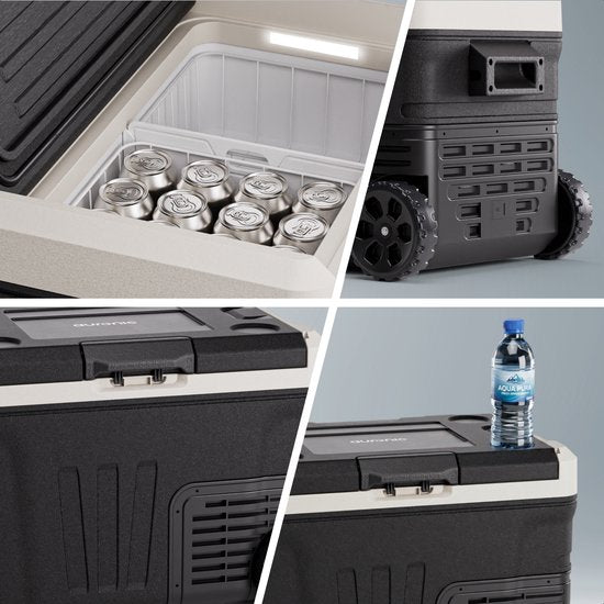 Auronic Electric Cool Box - Compresseur - 35L - 12V et 240 volts - Réfrigérateur de camping - Frigobox Car - Noir