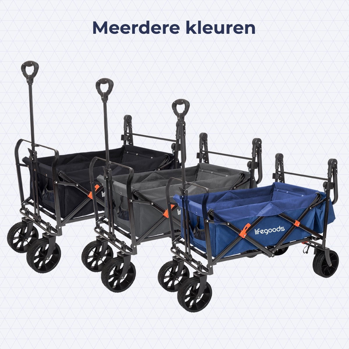 LifeGoods Wagon - Pliable - Jusqu'à 120KG - 90L - Polyester lavable - 120x80cm - Gris