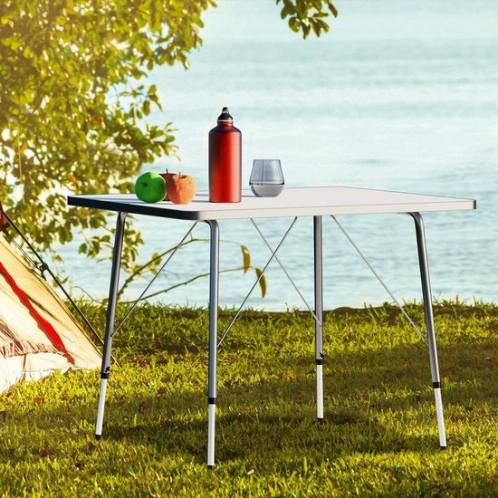 Table de camping - Casaria - pliable et réglable - 80 x 54 cm - Blanc