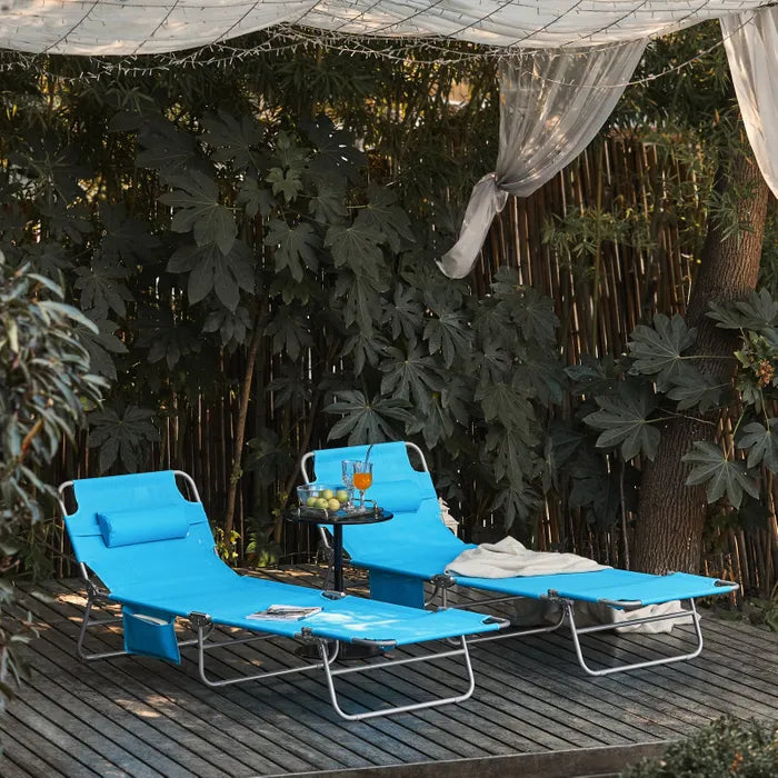 SoBuy Chaises longues - OGS35-B - Lot de 2 - Réglable - 195x62x29cm - Bleu