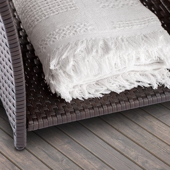 Table d'appoint Casaria Polyrattan - Plateau en WPC 45x45x40cm - Marron